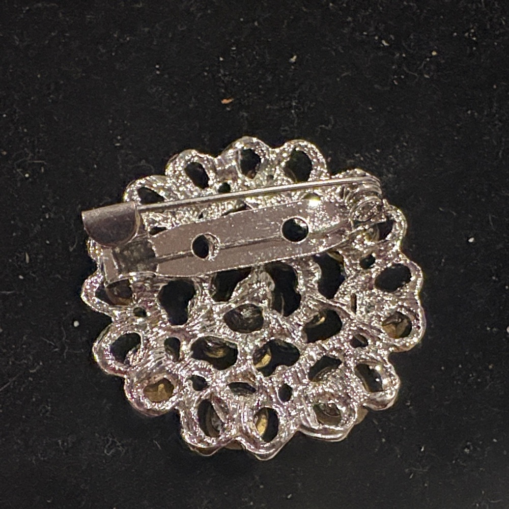 Elegant Silver Crystal Brooch Set - Picture 3 of 5
